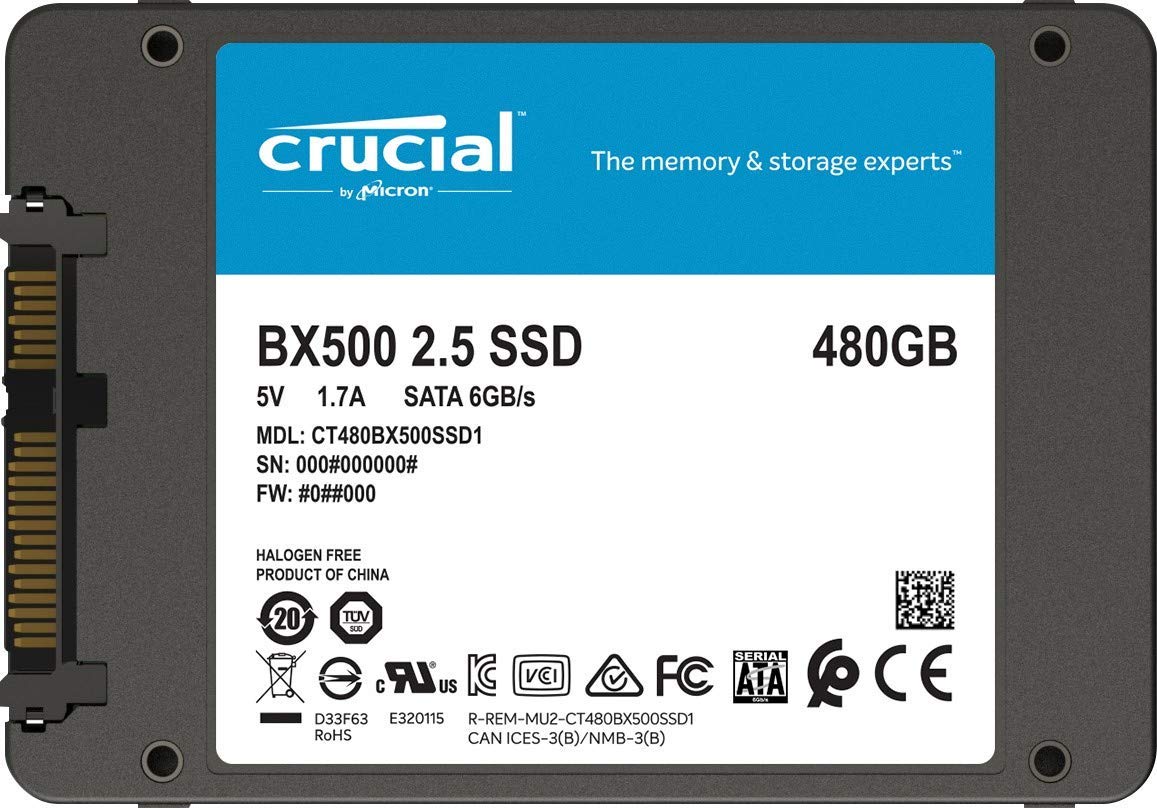 6Gb/s CT480BX500SSD1 Crucial Hard disk SSD Crucial BX500 2,5" 480GB   Sata 3 